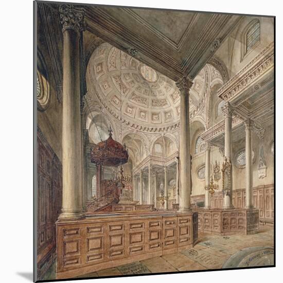 Interior View of the Church of St Stephen Walbrook, City of London, 1811-John Coney-Mounted Giclee Print