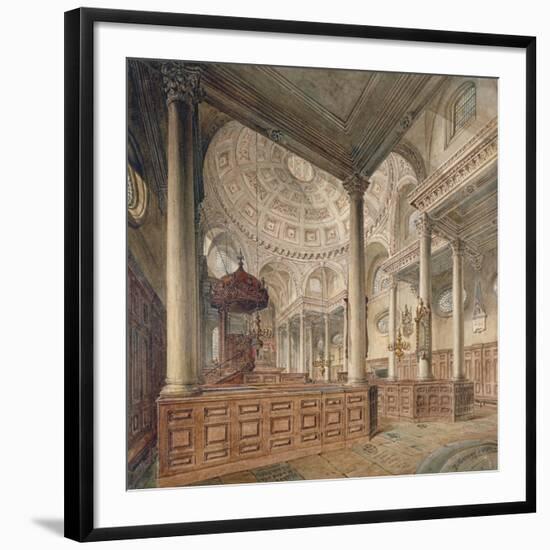 Interior View of the Church of St Stephen Walbrook, City of London, 1811-John Coney-Framed Giclee Print