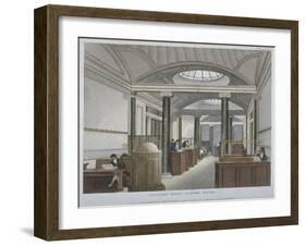 Interior View of the Coffee Room at the Auction Mart, Bartholomew Lane, City of London, 1811-Augustus Charles Pugin-Framed Giclee Print