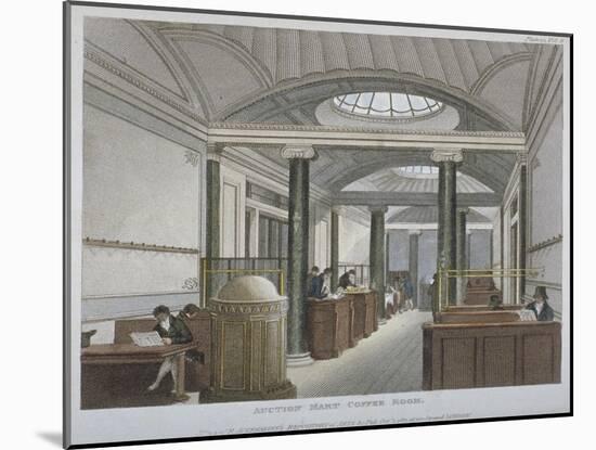 Interior View of the Coffee Room at the Auction Mart, Bartholomew Lane, City of London, 1811-Augustus Charles Pugin-Mounted Giclee Print