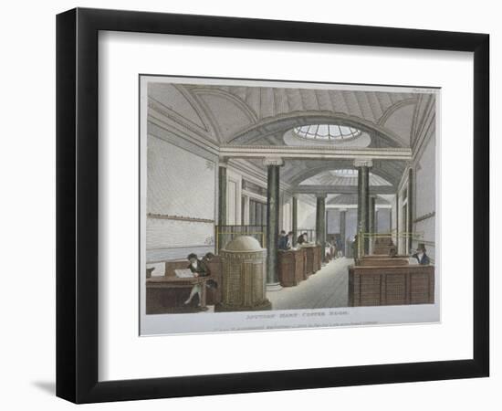 Interior View of the Coffee Room at the Auction Mart, Bartholomew Lane, City of London, 1811-Augustus Charles Pugin-Framed Giclee Print