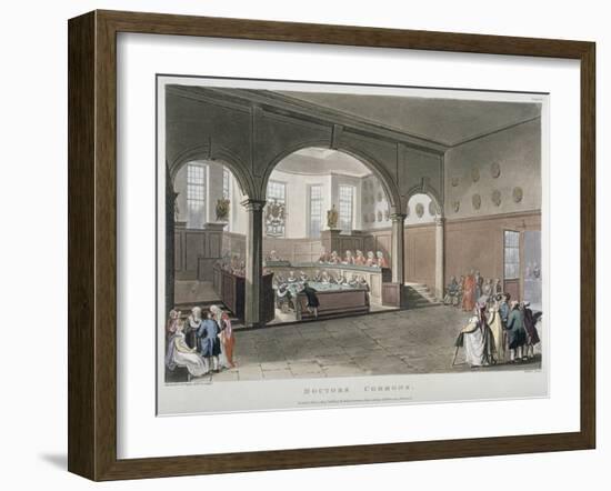 Interior View of the Doctors' Commons, City of London, 1808-Joseph Constantine Stadler-Framed Giclee Print