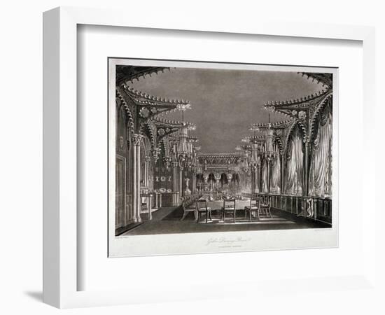 Interior View of the Gothic Dining Room in Carlton House, Westminster, London, 1819-Thomas Sutherland-Framed Giclee Print