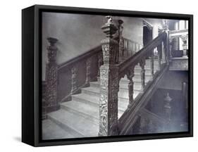 Interior View of the Grand Staircase in Charterhouse, London, 1880-Henry Dixon-Framed Stretched Canvas