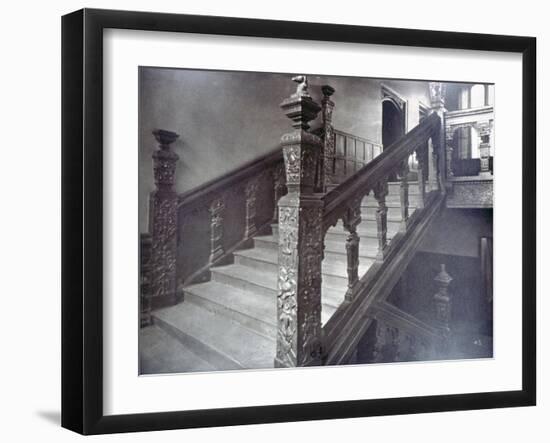 Interior View of the Grand Staircase in Charterhouse, London, 1880-Henry Dixon-Framed Premium Photographic Print