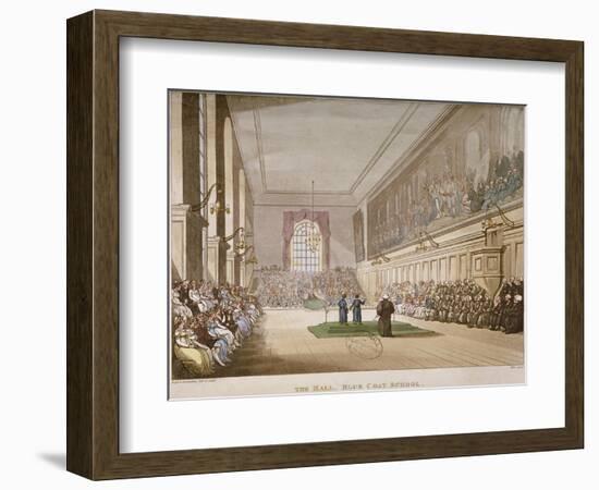 Interior View of the Hall of Christ's Hospital, with an Event Taking Place, City of London, 1808-Augustus Charles Pugin-Framed Giclee Print