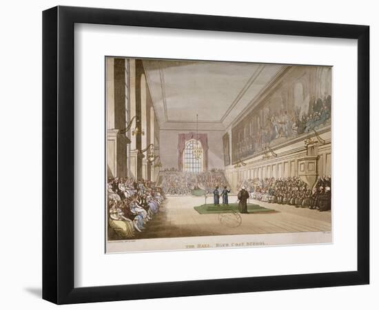 Interior View of the Hall of Christ's Hospital, with an Event Taking Place, City of London, 1808-Augustus Charles Pugin-Framed Giclee Print