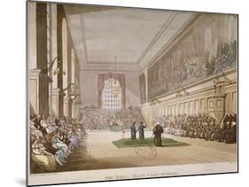 Interior View of the Hall of Christ's Hospital, with an Event Taking Place, City of London, 1808-Augustus Charles Pugin-Mounted Giclee Print