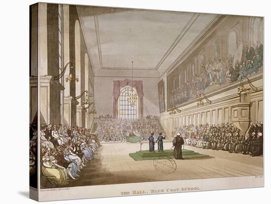 Interior View of the Hall of Christ's Hospital, with an Event Taking Place, City of London, 1808-Augustus Charles Pugin-Stretched Canvas