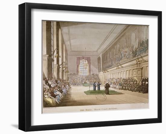 Interior View of the Hall of Christ's Hospital, with an Event Taking Place, City of London, 1808-Augustus Charles Pugin-Framed Giclee Print