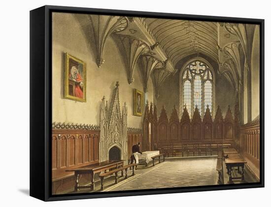 Interior View of the Hall of University College from the 'History of Oxford'-Augustus Charles Pugin-Framed Stretched Canvas