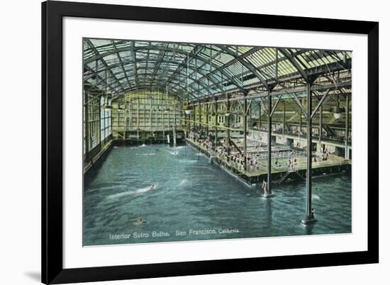 Interior View of the Indoor Sutro Baths - San Francisco, CA-Lantern Press-Framed Art Print