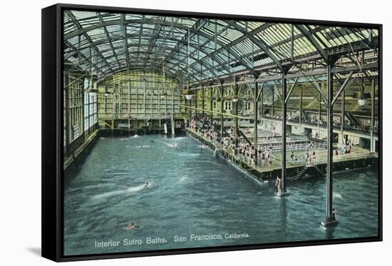 Interior View of the Indoor Sutro Baths - San Francisco, CA-Lantern Press-Framed Stretched Canvas