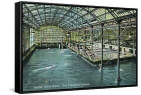 Interior View of the Indoor Sutro Baths - San Francisco, CA-Lantern Press-Framed Stretched Canvas