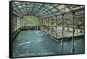 Interior View of the Indoor Sutro Baths - San Francisco, CA-Lantern Press-Framed Stretched Canvas