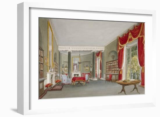 Interior View of the Library Drawing Room in Bromley Hill, Bromley, Kent, 1816-John Buckler-Framed Giclee Print