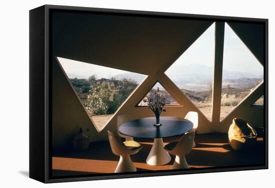 Interior View of the Living Room Interior of a Geodesic Dome House-John Dominis-Framed Stretched Canvas