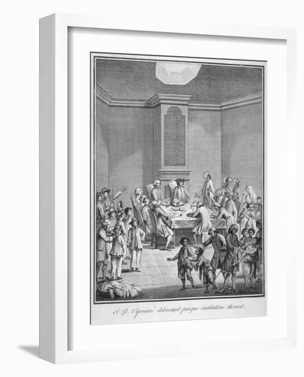 Interior View of the Marine Society's Office over the Royal Exchange, City of London, 1758-Giovanni Battista Cipriani-Framed Giclee Print