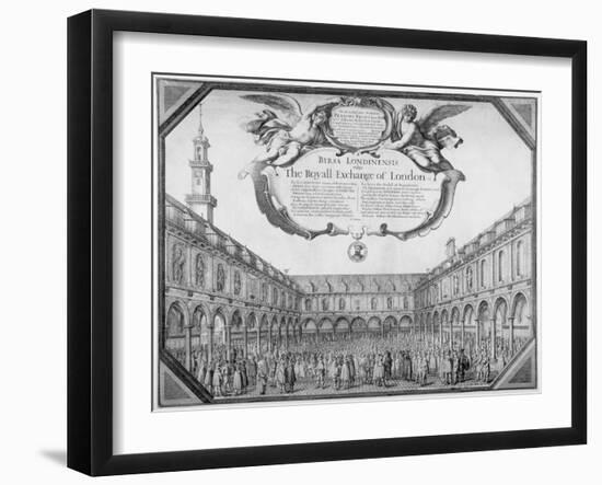 Interior View of the Royal Exchange Filled with Figures, City of London, 1644-Wenceslaus Hollar-Framed Giclee Print