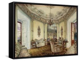 Interior view of the Salon of a Castle in Obertwaltersdorf-Alt Rudolf-Framed Stretched Canvas