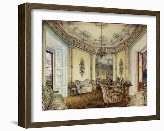 Interior view of the Salon of a Castle in Obertwaltersdorf-Alt Rudolf-Framed Giclee Print