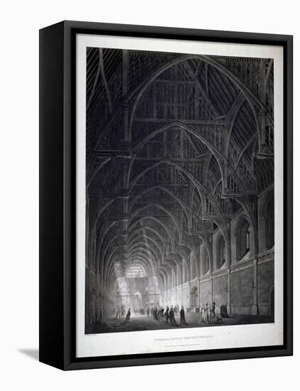 Interior View of Westminster Hall Showing the Fine Hammerbeam Roof, London, 1801-George Hawkins-Framed Stretched Canvas