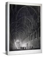 Interior View of Westminster Hall Showing the Fine Hammerbeam Roof, London, 1801-George Hawkins-Stretched Canvas