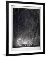 Interior View of Westminster Hall Showing the Fine Hammerbeam Roof, London, 1801-George Hawkins-Framed Giclee Print
