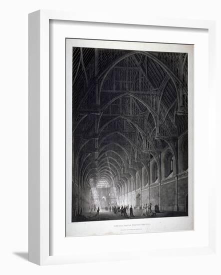 Interior View of Westminster Hall Showing the Fine Hammerbeam Roof, London, 1801-George Hawkins-Framed Giclee Print