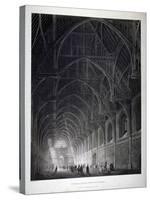 Interior View of Westminster Hall Showing the Fine Hammerbeam Roof, London, 1801-George Hawkins-Stretched Canvas