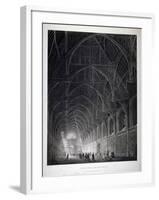 Interior View of Westminster Hall Showing the Fine Hammerbeam Roof, London, 1801-George Hawkins-Framed Giclee Print