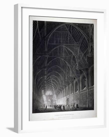 Interior View of Westminster Hall Showing the Fine Hammerbeam Roof, London, 1801-George Hawkins-Framed Giclee Print