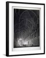 Interior View of Westminster Hall Showing the Fine Hammerbeam Roof, London, 1801-George Hawkins-Framed Giclee Print