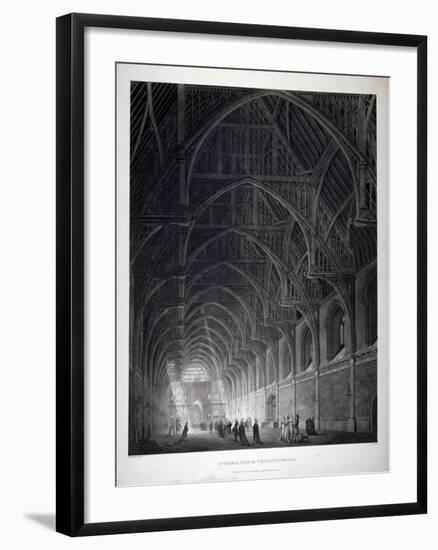 Interior View of Westminster Hall Showing the Fine Hammerbeam Roof, London, 1801-George Hawkins-Framed Giclee Print