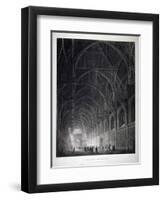 Interior View of Westminster Hall Showing the Fine Hammerbeam Roof, London, 1801-George Hawkins-Framed Premium Giclee Print