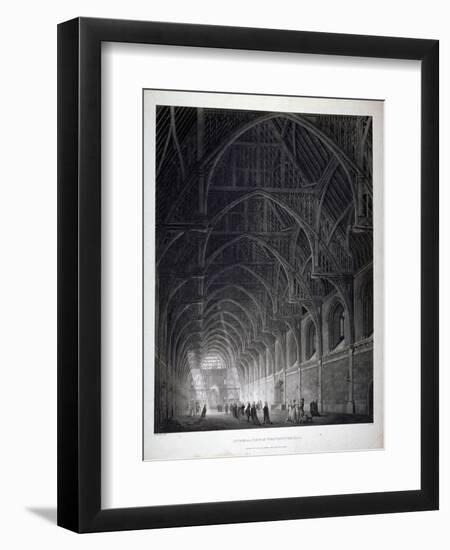 Interior View of Westminster Hall Showing the Fine Hammerbeam Roof, London, 1801-George Hawkins-Framed Premium Giclee Print