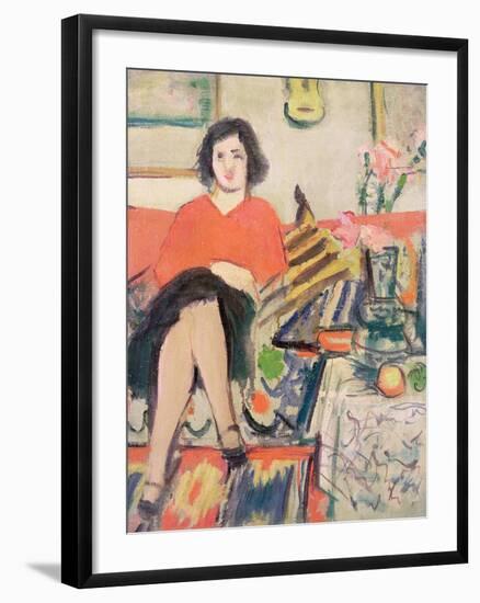 Interior with a Figure-George Leslie Hunter-Framed Giclee Print