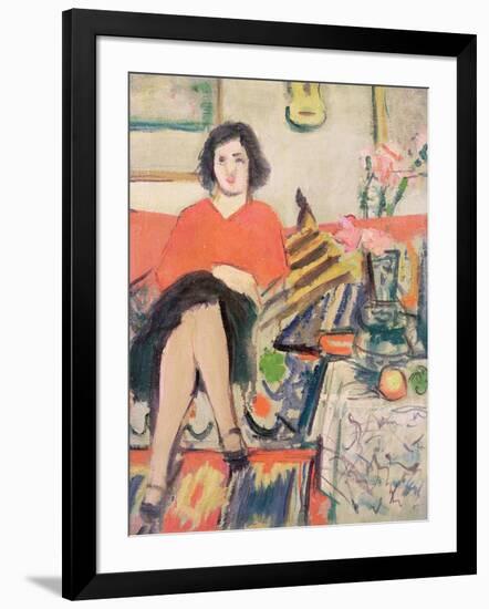 Interior with a Figure-George Leslie Hunter-Framed Giclee Print