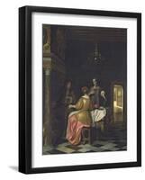 Interior with a Gentleman and Two Ladies Conversing, C.1668-70-Pieter de Hooch-Framed Giclee Print