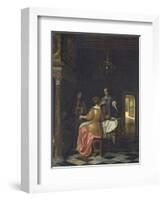 Interior with a Gentleman and Two Ladies Conversing, C.1668-70-Pieter de Hooch-Framed Giclee Print