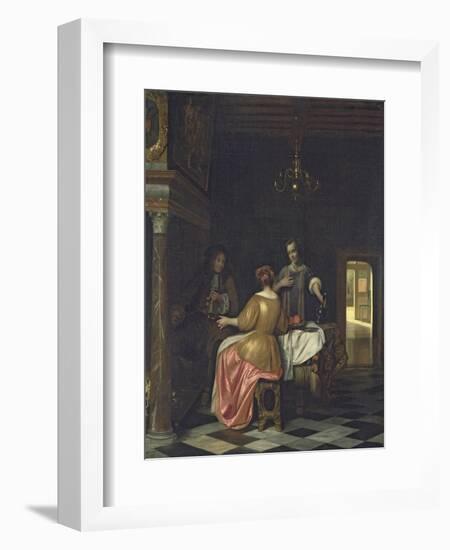 Interior with a Gentleman and Two Ladies Conversing, C.1668-70-Pieter de Hooch-Framed Giclee Print