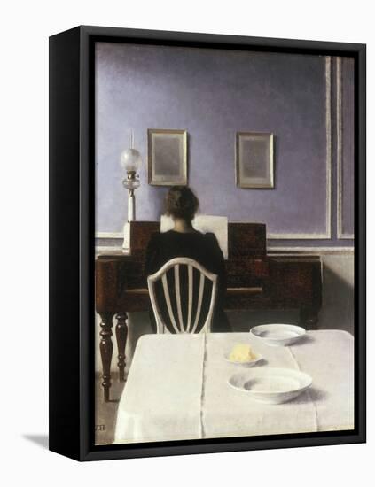 Interior with a Girl at the Clavier, 1901-Vilhelm Hammershoi-Framed Stretched Canvas