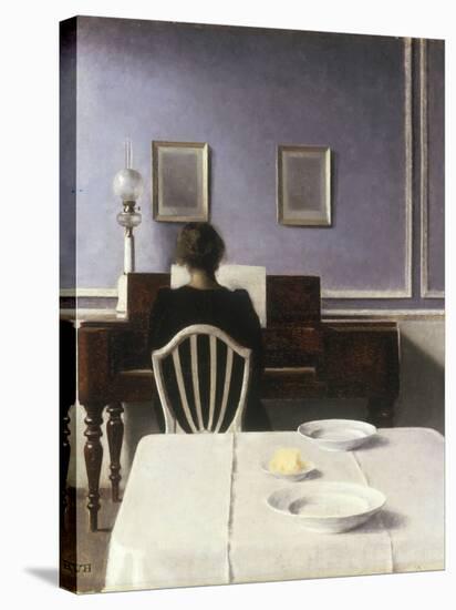 Interior with a Girl at the Clavier, 1901-Vilhelm Hammershoi-Stretched Canvas