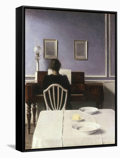 Interior with a Girl at the Clavier, 1901-Vilhelm Hammershoi-Framed Stretched Canvas
