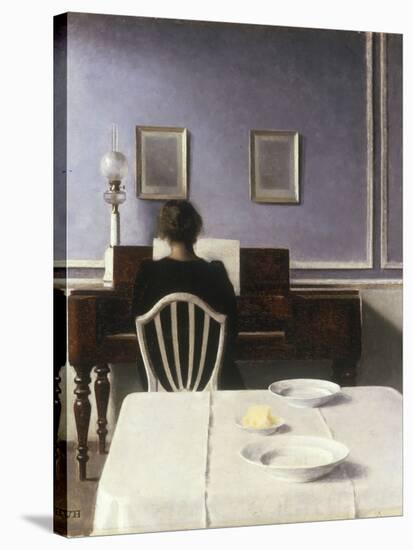 Interior with a Girl at the Clavier, 1901-Vilhelm Hammershoi-Stretched Canvas