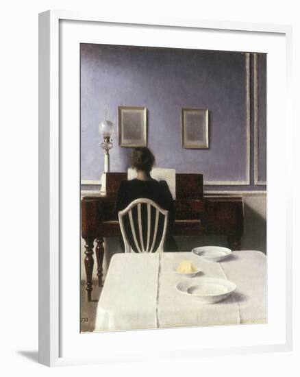 Interior with a Girl at the Clavier, 1901-Vilhelm Hammershoi-Framed Giclee Print