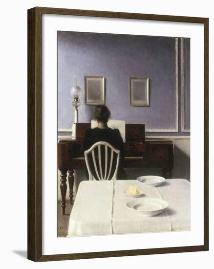 Interior with a Girl at the Clavier, 1901-Vilhelm Hammershoi-Framed Giclee Print