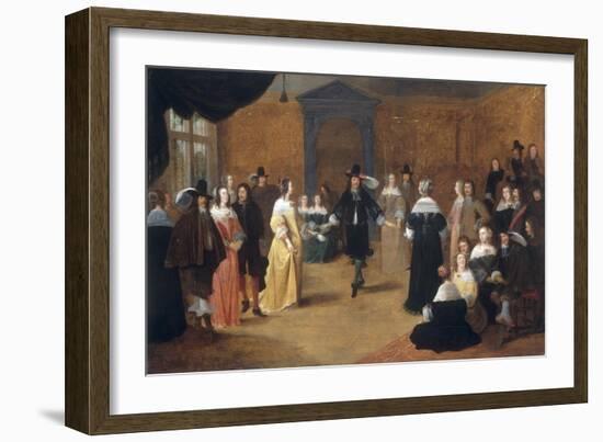 Interior with a Music Party and an Elegant Couple Dancing-Hieronymus Janssens-Framed Giclee Print