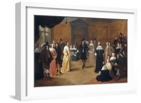 Interior with a Music Party and an Elegant Couple Dancing-Hieronymus Janssens-Framed Giclee Print