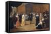 Interior with a Music Party and an Elegant Couple Dancing-Hieronymus Janssens-Framed Stretched Canvas